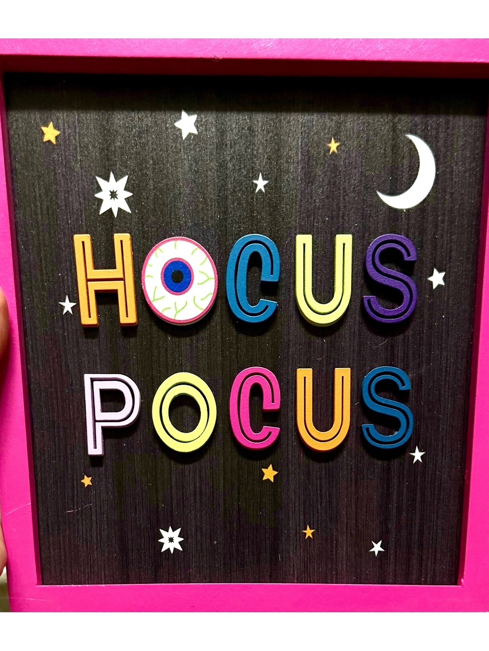 Hocus Pocus Wooden Hangable Wall Decor/Sign. Around 8x8”